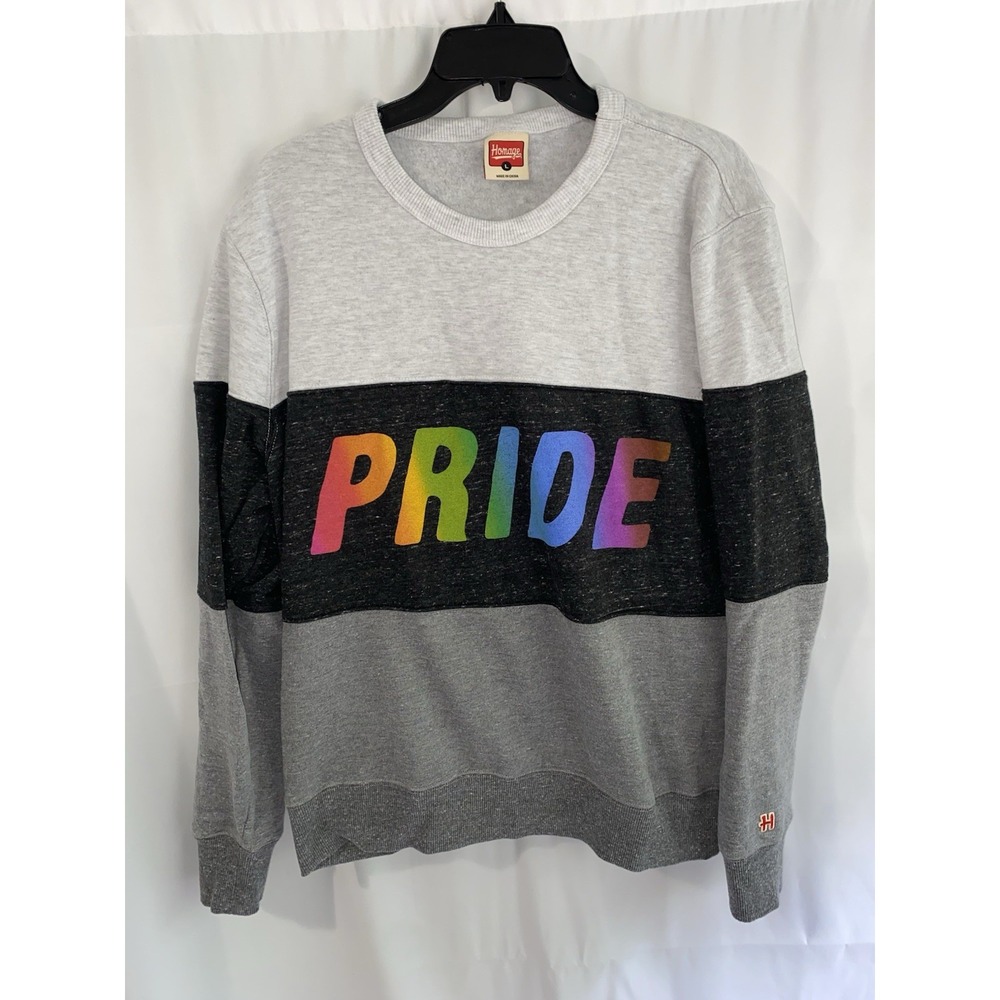 Homage Pride Rainbow Colorblock Crewneck Sweatshirt Large‎ LGBTQ